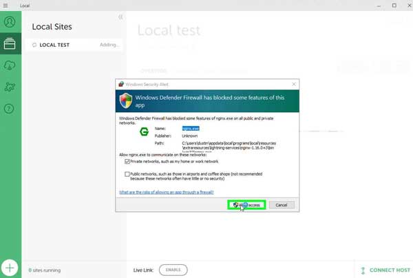 allow local firewall rules