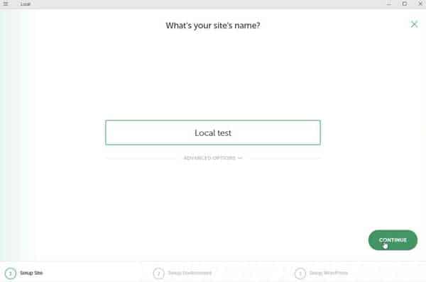 name your offline wordpress site