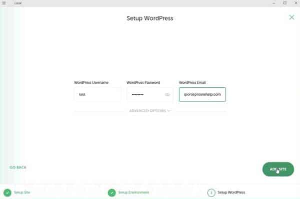 set wordpress admin user and password