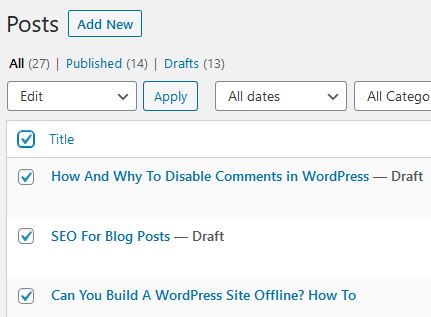 bulk select wordpress posts
