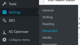 wordpress settings discussion